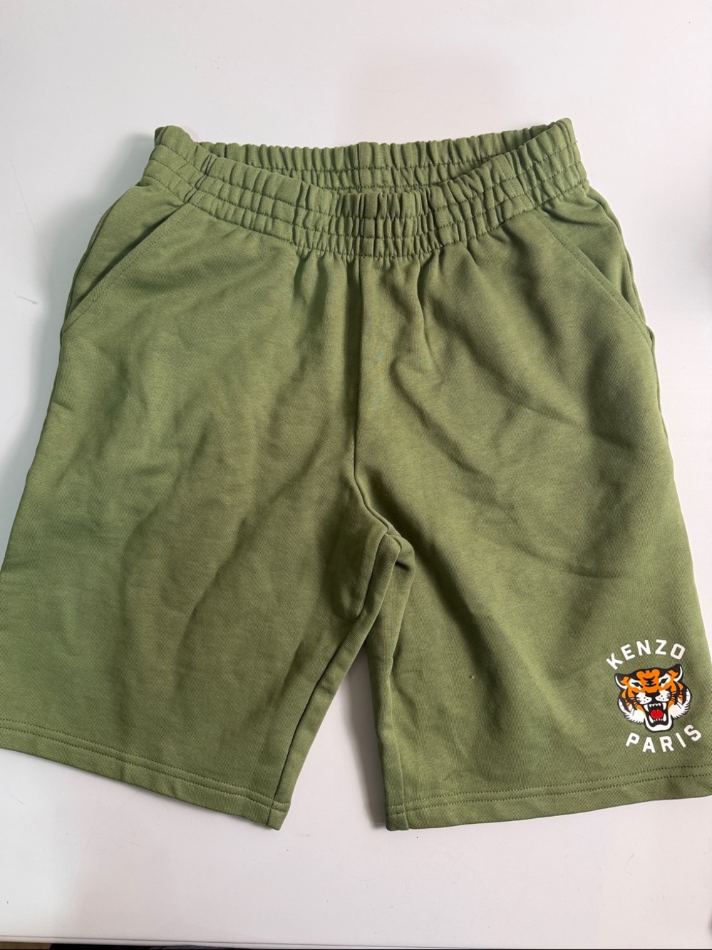 Kenzo Kids Olive Tiger Patch Casual Shorts